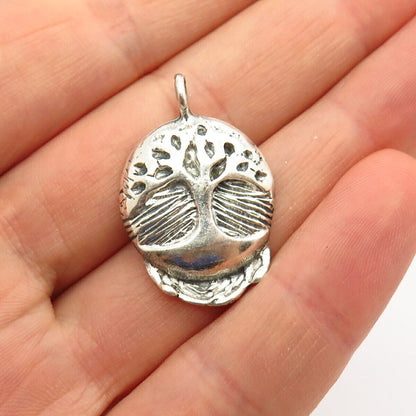 925 Sterling Silver "Protect Our Trees" Tree Of Life Design Charm Pendant