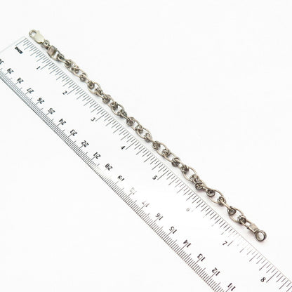 925 Sterling Silver Textured Design Link Bracelet 6 3/4"