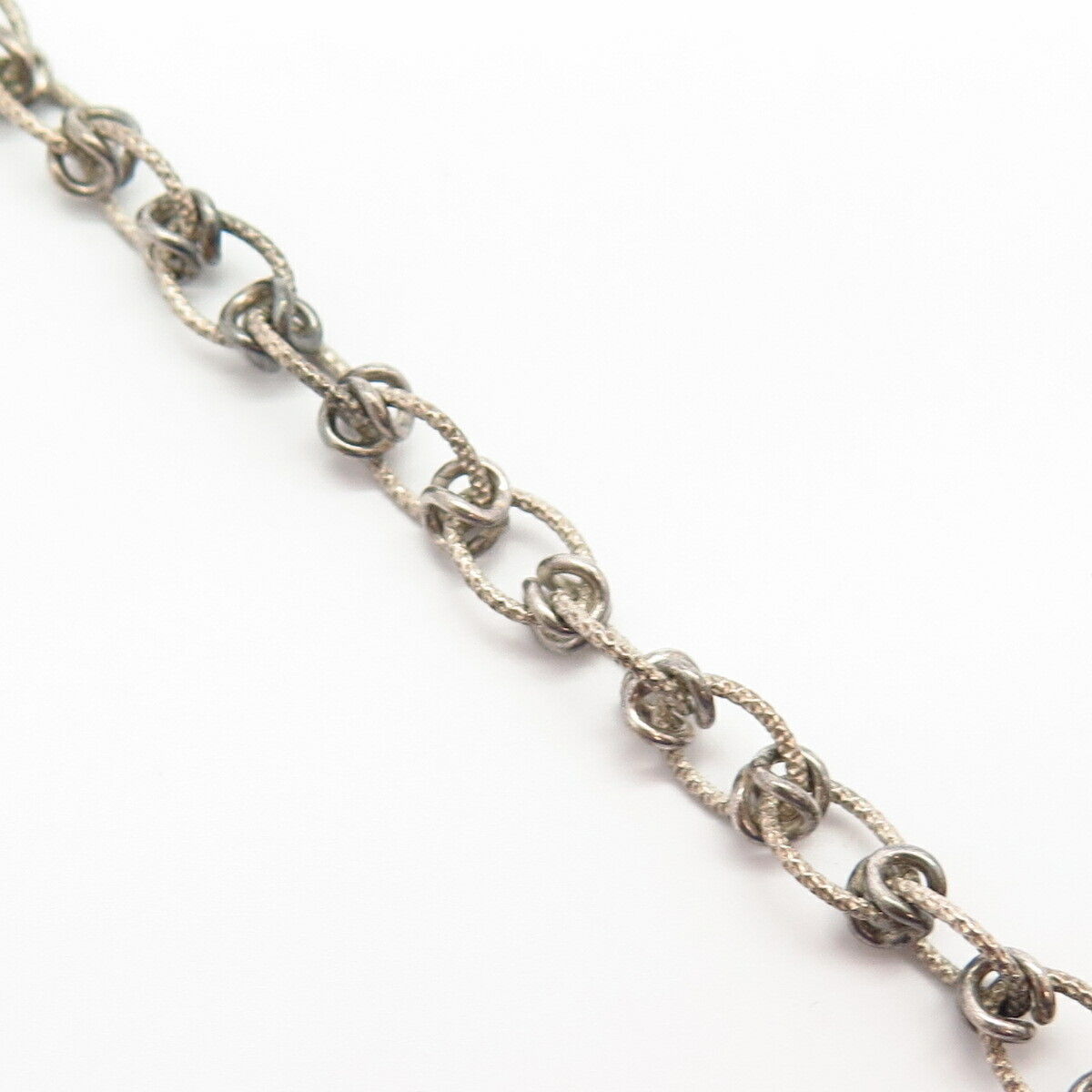 925 Sterling Silver Textured Design Link Bracelet 6 3/4"