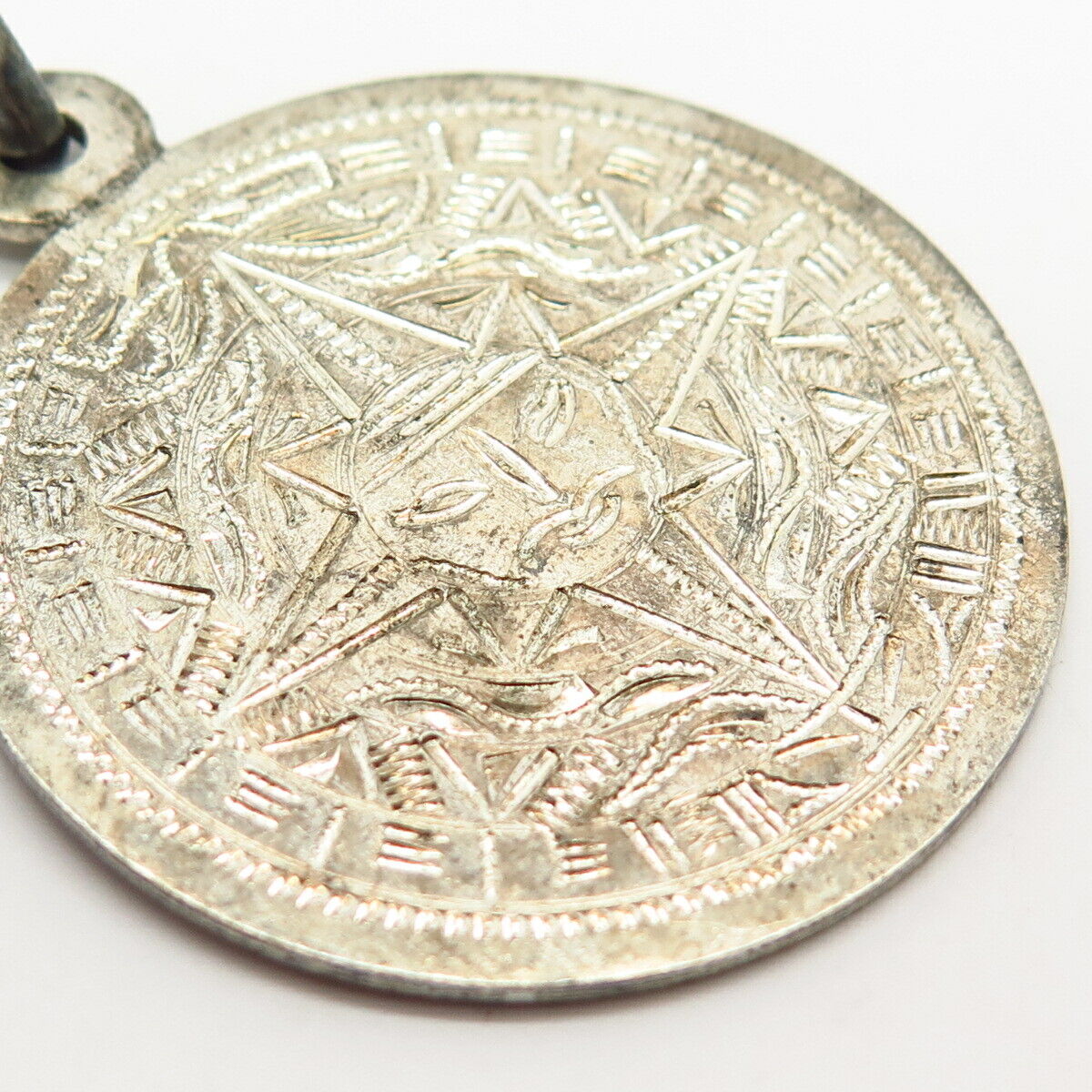 925 Sterling Silver Vintage Plafina Aztec Calendar Design Pendant