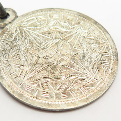 925 Sterling Silver Vintage Plafina Aztec Calendar Design Pendant