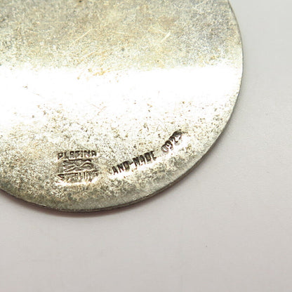 925 Sterling Silver Vintage Plafina Aztec Calendar Design Pendant