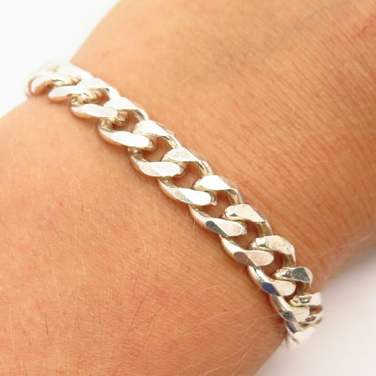 925 Sterling Silver Italy Cuban Link Bracelet 8 1/4"