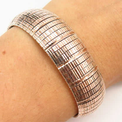 925 Sterling Rose Gold-Tone Italy Etched Design Panel Link Bracelet 7 1/4"