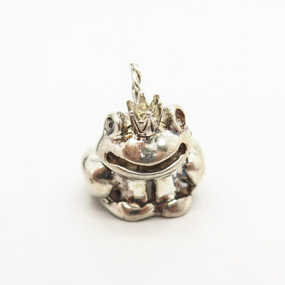 925 Sterling Silver Frog Prince Design Charm Pendant