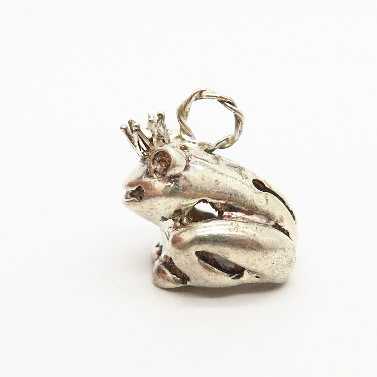 925 Sterling Silver Frog Prince Design Charm Pendant