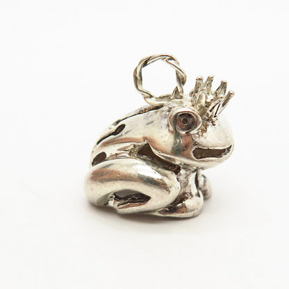 925 Sterling Silver Frog Prince Design Charm Pendant