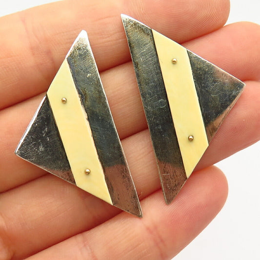 925 Sterling Silver Victor Alfaro Triangle Design Earrings