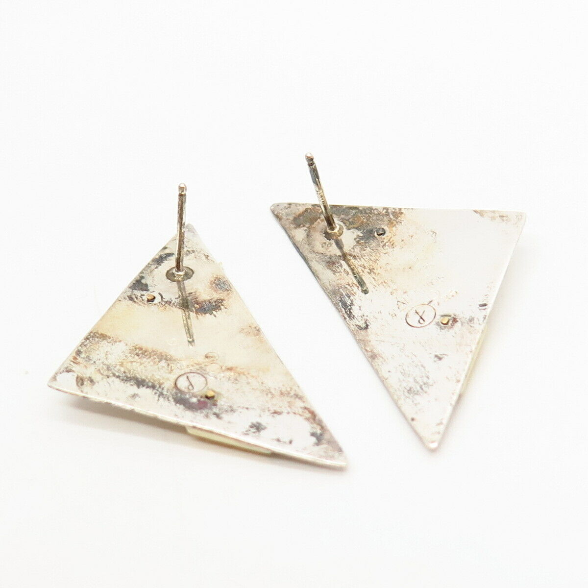 925 Sterling Silver Victor Alfaro Triangle Design Earrings