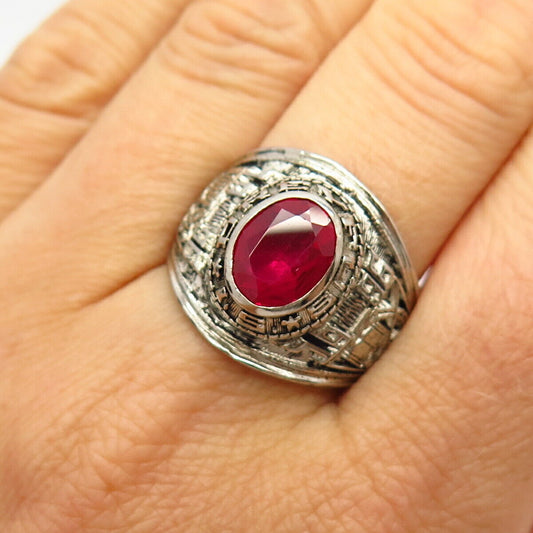 925 Sterling Vintage Reed & Co Pink C Z Dreyfus School Ring Size 8.5