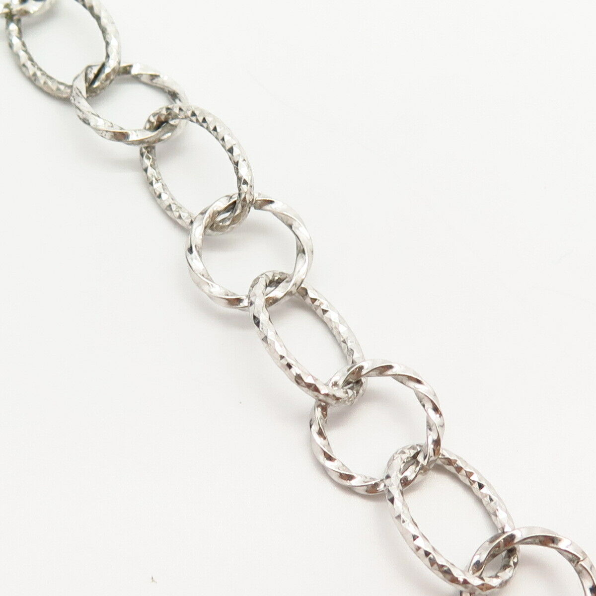 925 Sterling Silver Textured / twisted Design Link Bracelet 6.5"