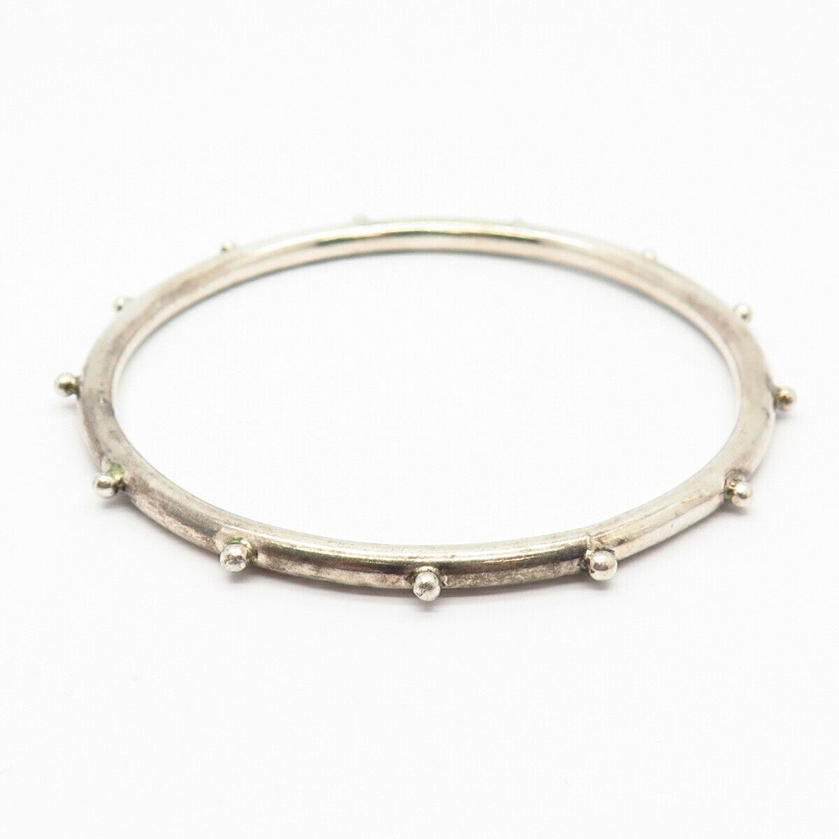 925 Sterling Silver Spike Design Bangle Bracelet 8"