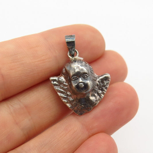 925 Sterling Silver Kissing Angel Design Pendant