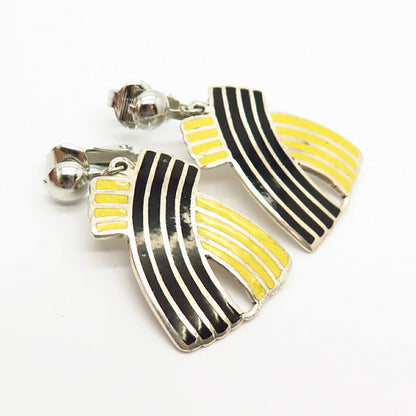 925 Sterling Silver Colorful Enamel Crossover Design Clip On Earrings