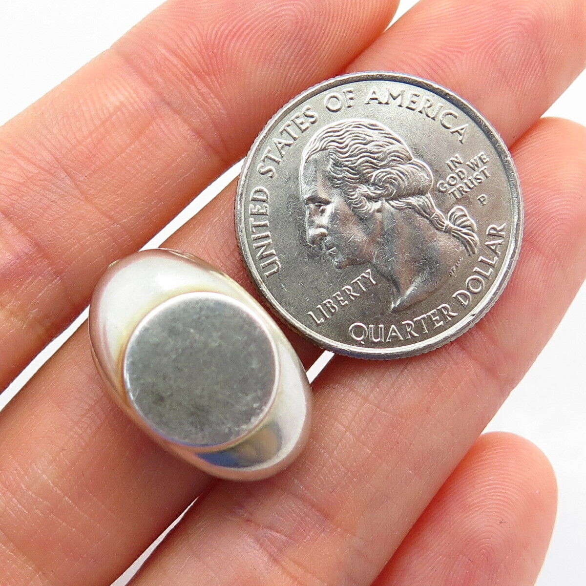 925 Sterling Silver 2-Tone Vintage Monet Button Design Clip On Earrings