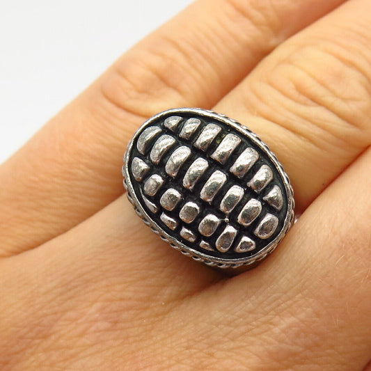 925 Sterling Silver Twisted Rope Modernist Design Statement Signet Ring Size 6.5