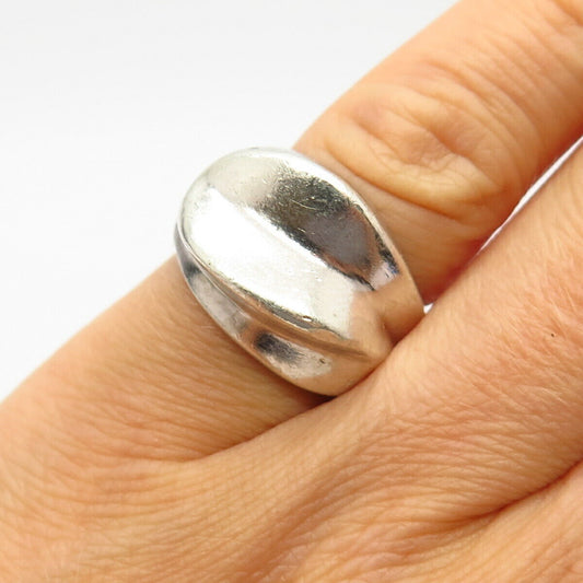 925 Sterling Silver Vintage Mexico Domed Modernist Solid Ring Size 5 1/4