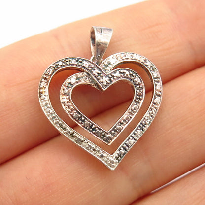 925 Sterling Silver Double Heart Design Pendant