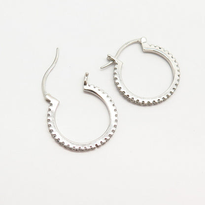 925 Sterling Silver Overlay C Z Hoop Earrings