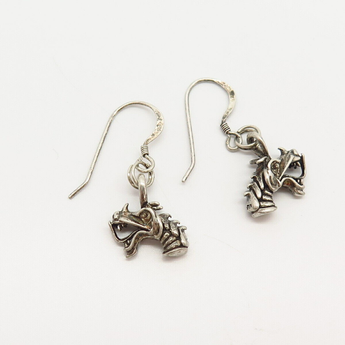 925 Sterling Silver Mythical Dragon Design Dangling Earrings