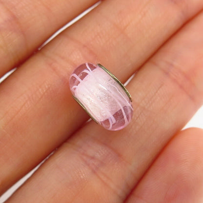 925 Sterling Silver Chamilia Pale Pink Murano Glass Bead Charm