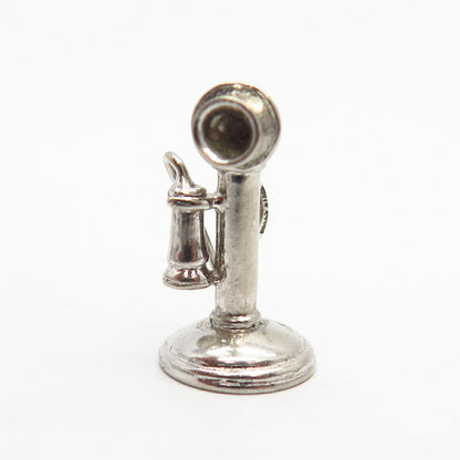 925 Sterling Silver Vintage Wells Retro Candlestick Telephone Charm Pendant