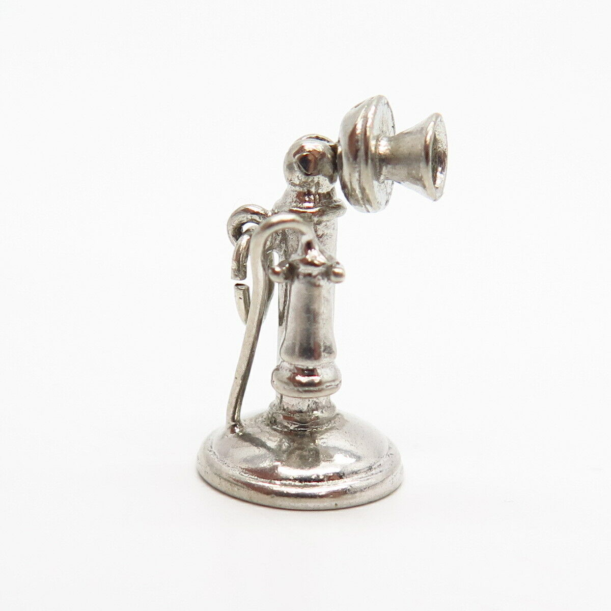 925 Sterling Silver Vintage Wells Retro Candlestick Telephone Charm Pendant