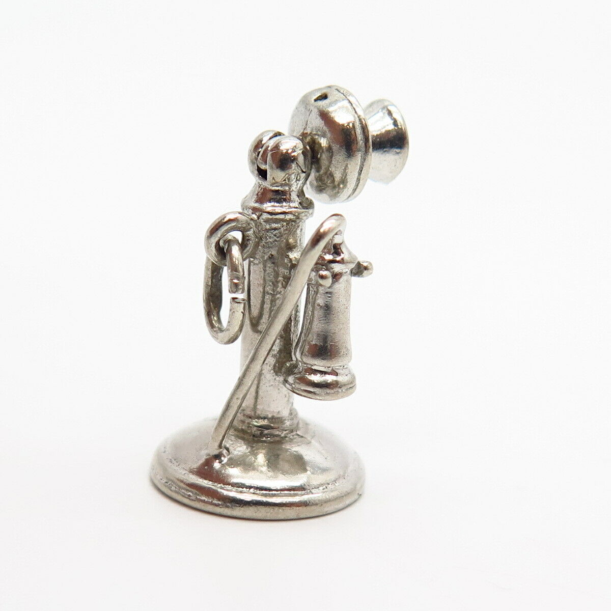 925 Sterling Silver Vintage Wells Retro Candlestick Telephone Charm Pendant