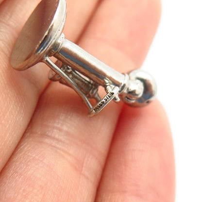 925 Sterling Silver Vintage Wells Retro Candlestick Telephone Charm Pendant