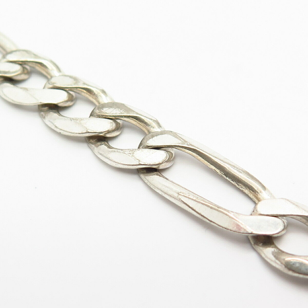 925 Sterling Silver Italy Light Link Figaro Link Bracelet  8"