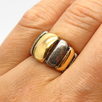 925 Sterling Silver 2-Tone Graduated Striped Design Ring Size 6