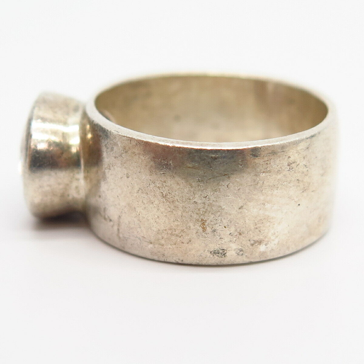 925 Sterling Silver C Z Cocktail Wide Ring Size 7 3/4