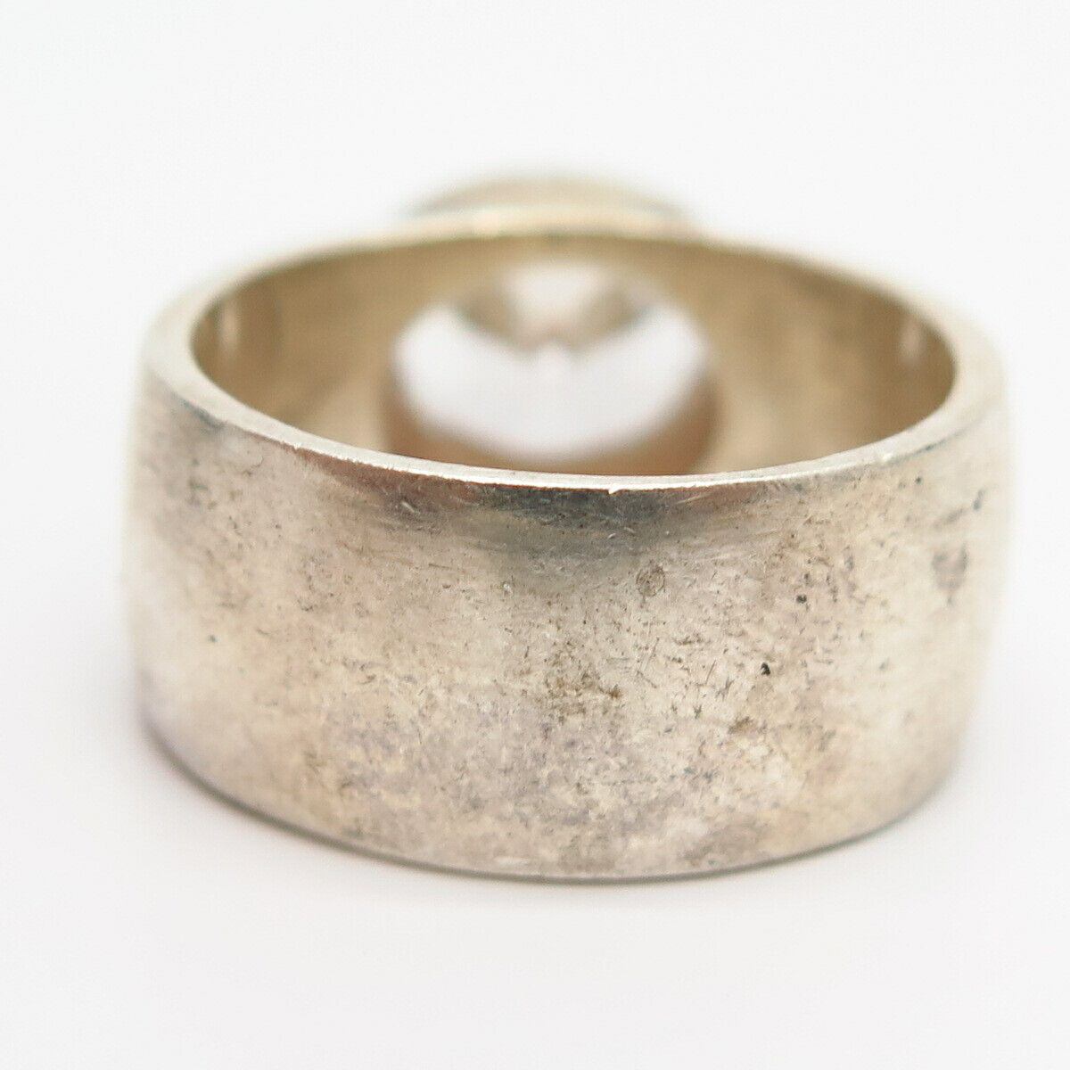 925 Sterling Silver C Z Cocktail Wide Ring Size 7 3/4