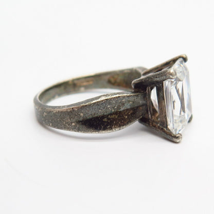 925 Sterling Silver C Z Engagement Cocktail Ring Size 8