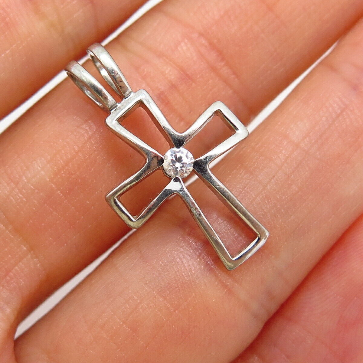 925 Sterling Silver C Z Cross Slide Pendant