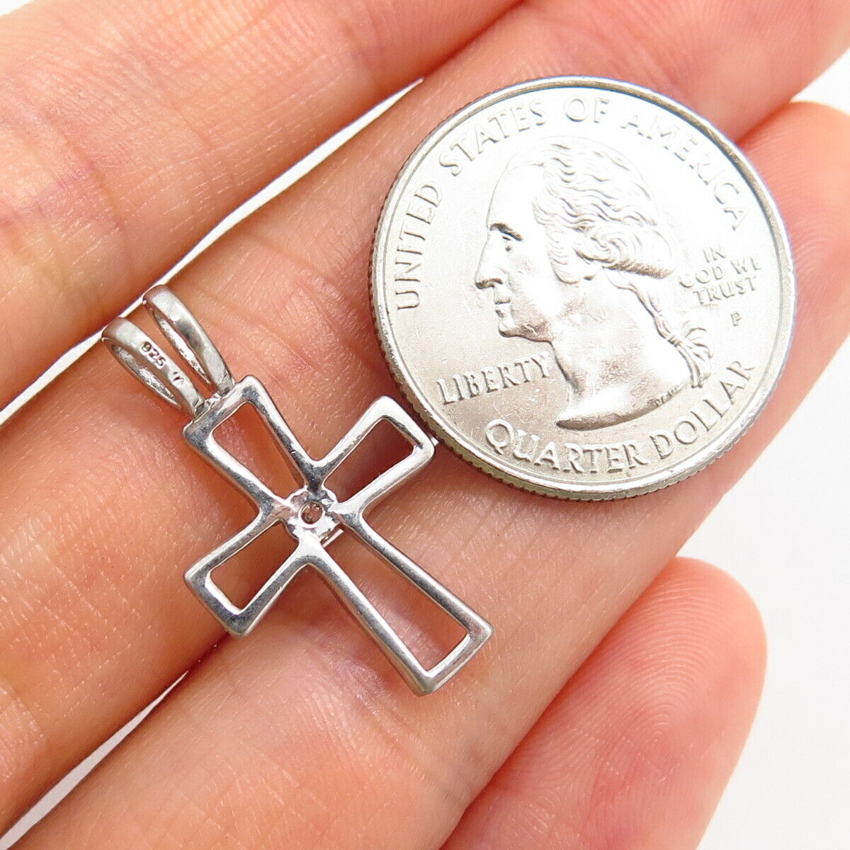 925 Sterling Silver C Z Cross Slide Pendant