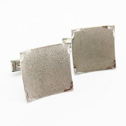 925 Sterling Silver Vintage Concave Design Square Cufflinks