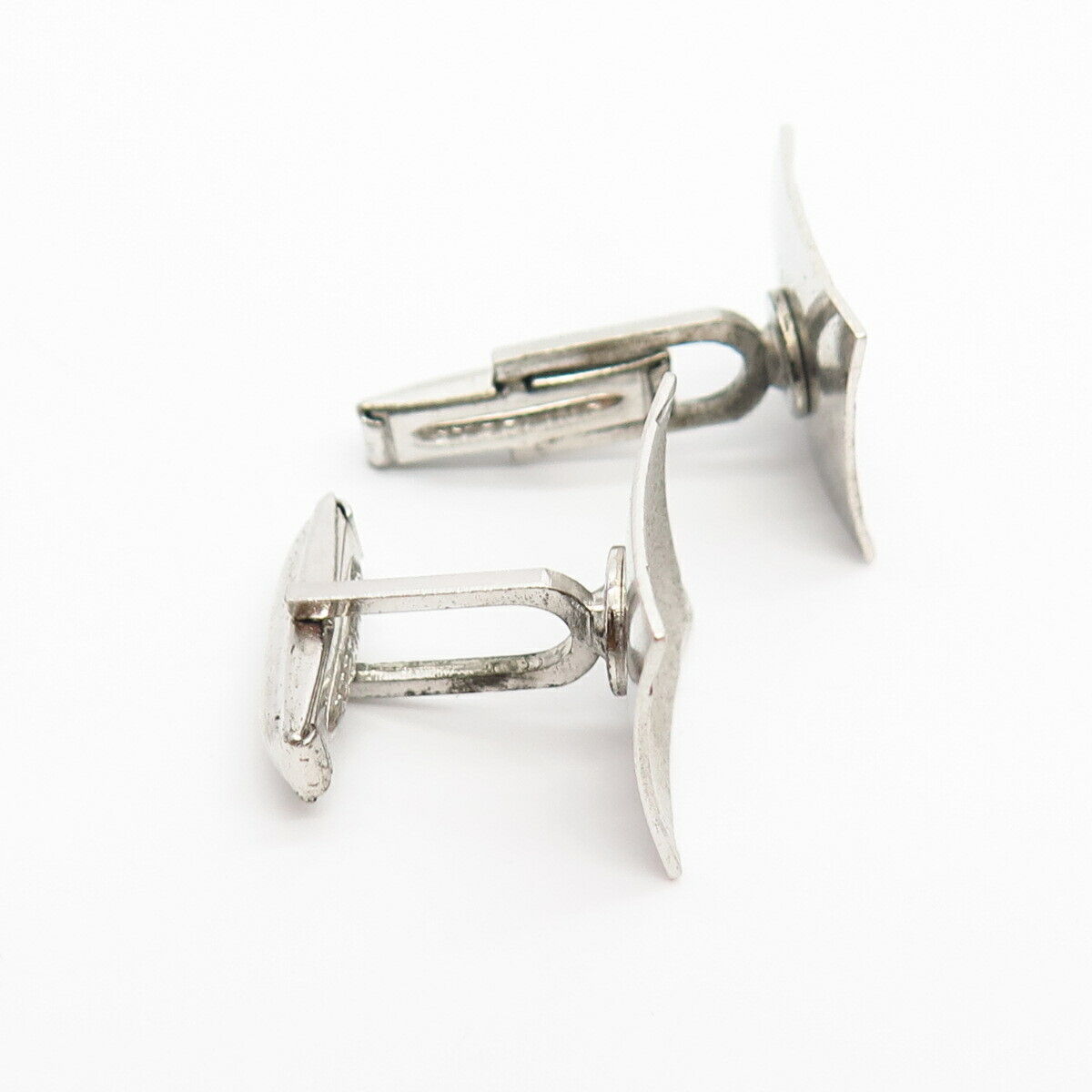 925 Sterling Silver Vintage Concave Design Square Cufflinks