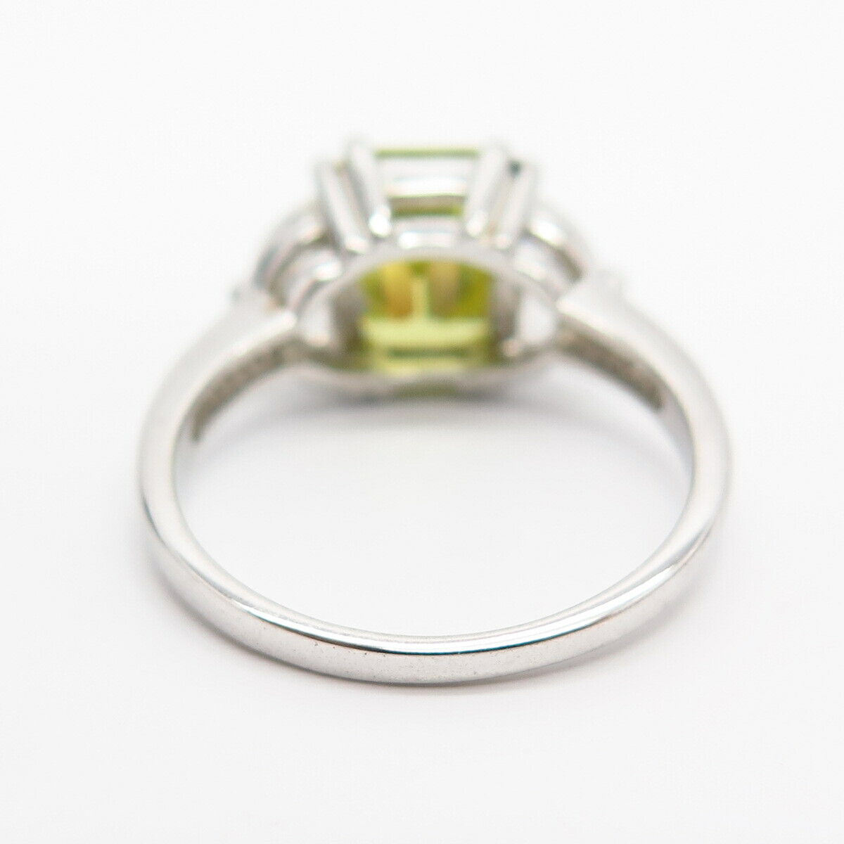 925 Sterling Silver White & Canary-Tone C Z Emerald-Cut Ring Size 9