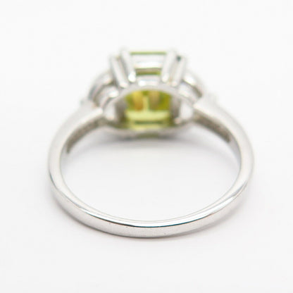 925 Sterling Silver White & Canary-Tone C Z Emerald-Cut Ring Size 9