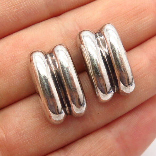 925 Sterling Silver / 14K Double Bar Design Earrings