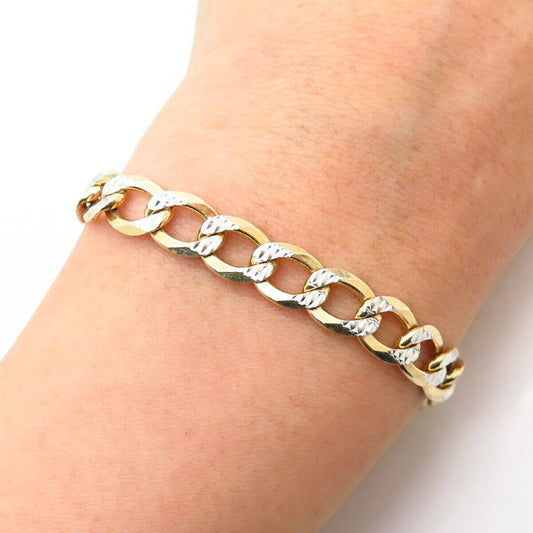 925 Sterling Silver Gold Plated Italy Cuban Link Bracelet 9"