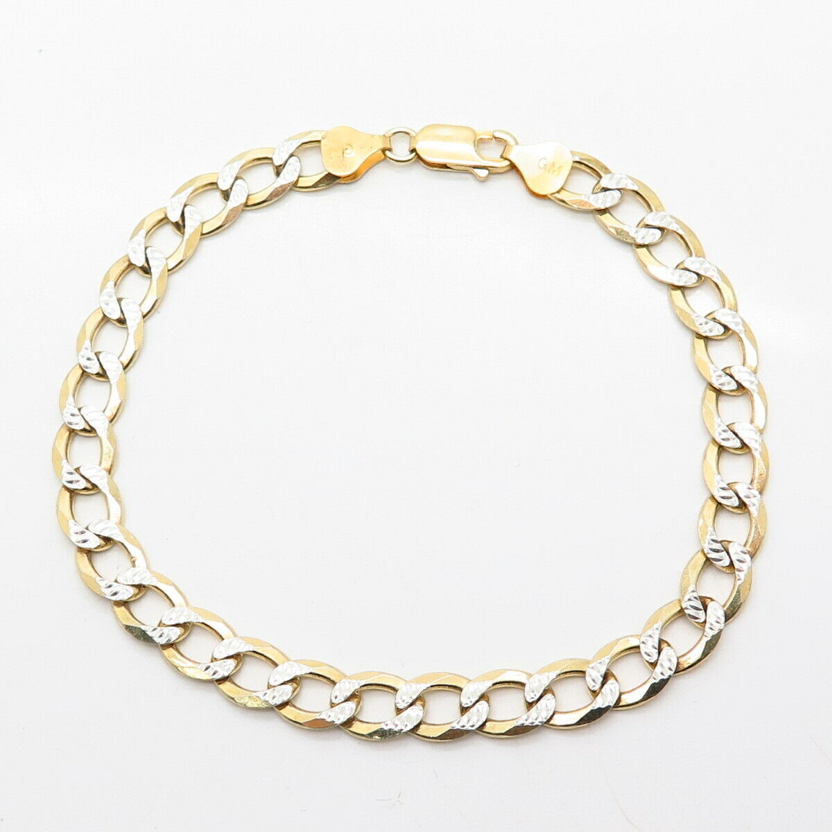 925 Sterling Silver Gold Plated Italy Cuban Link Bracelet 9"