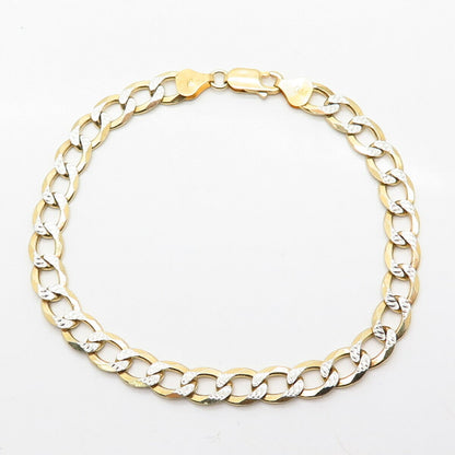 925 Sterling Silver Gold Plated Italy Cuban Link Bracelet 9"