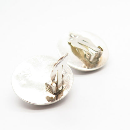 925 Sterling Silver Vintage Mexico C Z Puffy Design Clip On Earrings