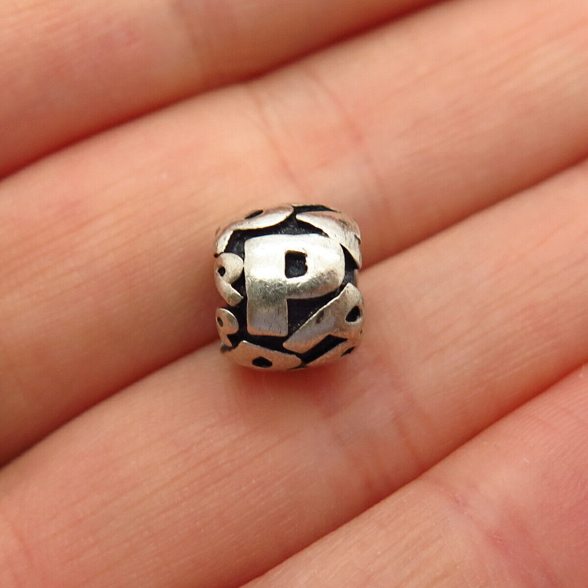 925 Sterling Silver Letter “P” Initial Design Bead Charm