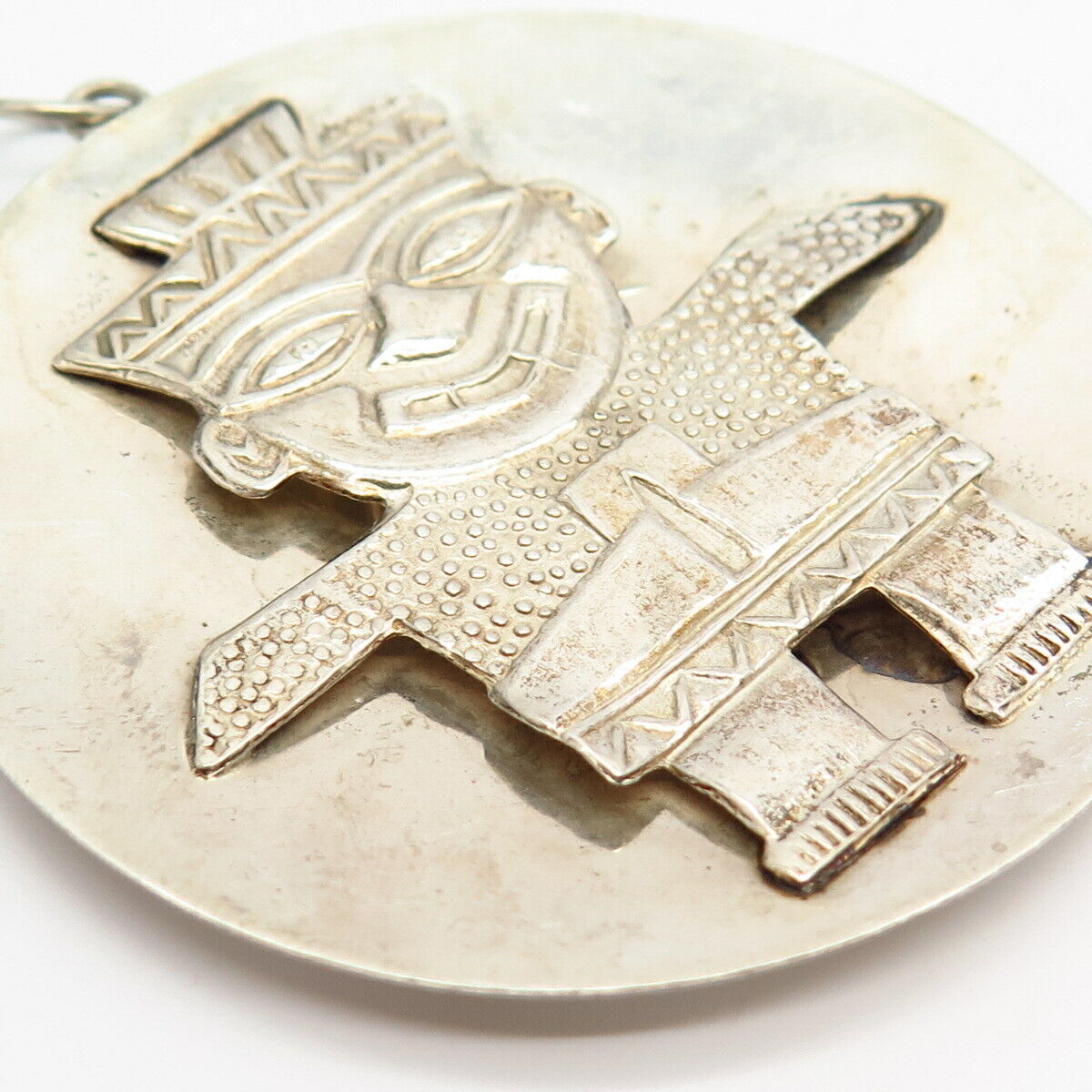 900 Silver Vintage Tribal Design Large Pendant