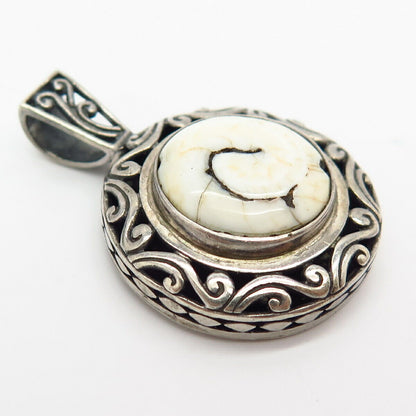 925 Sterling Silver Real Shiva Shell Cutout Ornate Slide Pendant