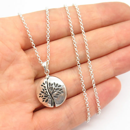 925 Sterling "Family Is Everything" Tree Of Life Pendant Chain Necklace 17"