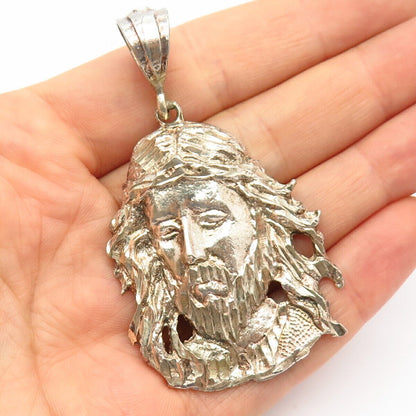 925 Sterling Silver Religious Theme Jesus Large Pendant